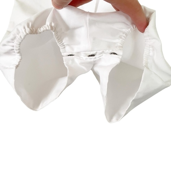 Petit Ami baby baptism christening white short sleeve romper w/ Peter Pan collar - Picture 6 of 7